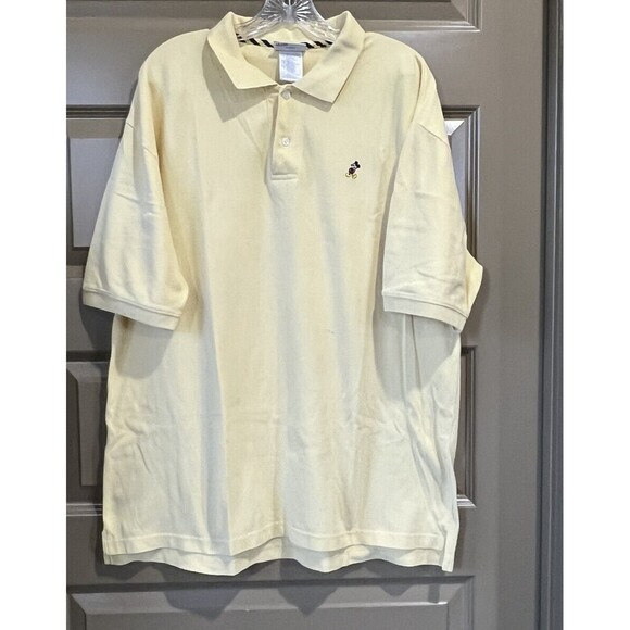 Disney Polo Shirt Mens L  Yellow Mickey Mouse World Rugby Golf Adult - Picture 1 of 10